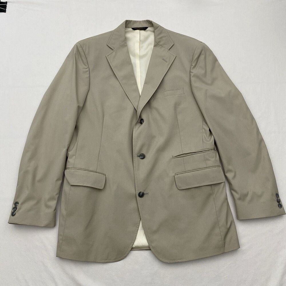 Orvis Vintage Blazer Sport Coat Cotton Blend Single Vent 3 Button Mens 42L Tan